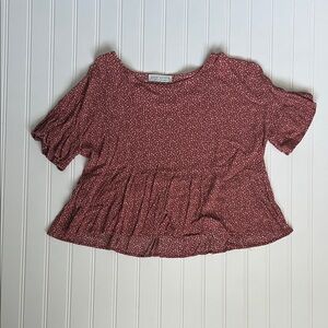 Paper Crane Rust Floral Peplum Crop Top